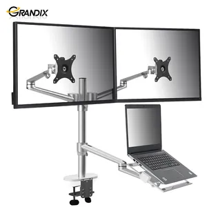 adjustable computer monitor desk mount swivel stand desktop rotating monitor arm with laptop tray