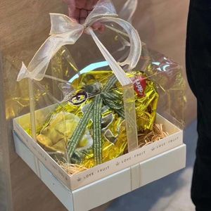 Christmas Rose butterfly Corrugated Clear Portable Empty Large Square Fruit Flower <strong>Cake</strong> <strong>Gift</strong> <strong>Box</strong> Packing with Clear Lid - Product Image 5