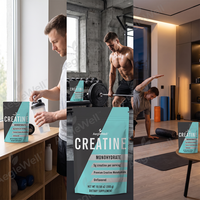 Créatine monohydrate en poudre sans saveur, marque privée OEM, 300 g, 5 g par portion, complément alimentaire de qualité supérieure pour la musculation