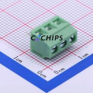 DB125-3.81-3P-GN-S Screw Terminal Block Through hole Component (THT),P=3.81mm Connector 1x3P 3.81mm Green Through Hole - Product Image 2