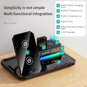 Caricabatterie Wireless C18 con orologio digitale multicolore RGB pieghevole 10W porta cellulare retrattile nuovo aggiornamento di ricarica - Product Image 3