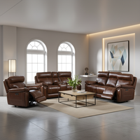 Professionelles Echtleder Elektrisch Verstellbares Relaxsofa-Set Dreisitzer Wohnzimmermöbel