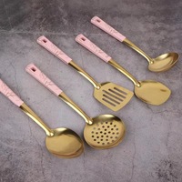 Ustensiles de cuisine modernes en acier inoxydable 201, 6 pièces, couleur or, compatibles lave-vaisselle, accessoires de cuisine pour la maison