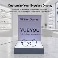 Présentoir lumineux en acrylique gris pour lunettes intelligentes AR avec LED, support de comptoir lumineux détachable avec graphique personnalisé imprimé