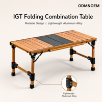 Meubles de camping en plein air en alliage d'aluminium léger, table modulaire rectangulaire pliable IGT pour la plage, le barbecue, le pique-nique