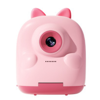 Cámara con estampado de gato rosa para niños