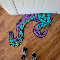 Tapis pieuvre tentacules kraken de forme drôle paillasson fabriqué à la machine pour entrée intérieure extérieure personnalisé pour un usage domestique