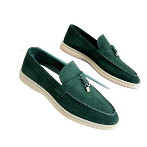 Chaussures de marche et de conduite pour hommes, unisexes, en cuir véritable, mocassins en daim de mouton, plates, décontractées, à enfiler, semelle extérieure en caoutchouc, grandes tailles - Product Image 4