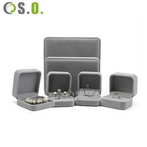 Elegant Light Gray Velvet Jewelry Gift Box Set for <b>Rings</b> Necklaces Bracelets Soft Plush Packaging Case With Custom Options - Product Image 2