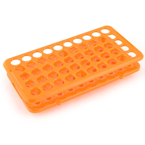 Orange 50 Well Plastic Test Tube Holder Rack For Different Size Tubes With Silicone Base - Product Image 1