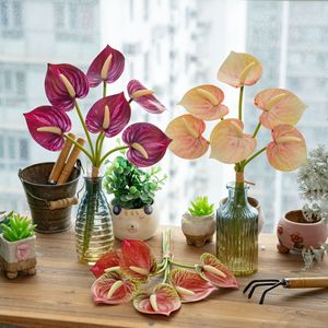CallaFloral Bouquet d'Anthurium Artificiel en PVC Souple Décoration Intérieure Mariage Artisanat Style INS Fleurs Transfrontalières - Product Image 1