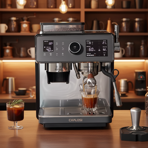 Machine à café semi-automatique italienne à double pompe 3000W, 20 bars, panneau intelligent, avec moulin à café intégré pour café - Product Image 2