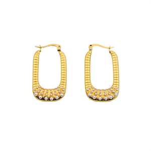 Pendientes de perlas chapados en oro, aro de acero inoxidable 316L con perlas para mujer - Product Image 2