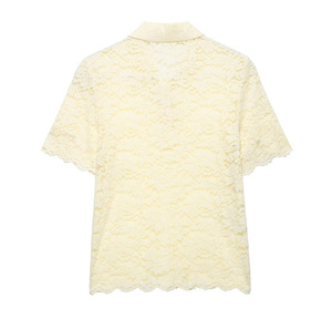 Camicia corta estiva da donna in <span class=keywords><strong>pizzo</strong></span> a <span class=keywords><strong>maniche</strong></span> <span class=keywords><strong>corte</strong></span>, casual e alla moda, ideale per il clima caldo - Product Image 2