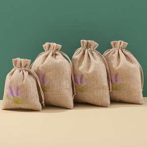 Wholesale Eco-Friendly Reusable <b>Textile</b> <b>Packaging</b> Embroidery Lavender Dried Flower Linen Jute Drawstring Gift Bags - Product Image 5