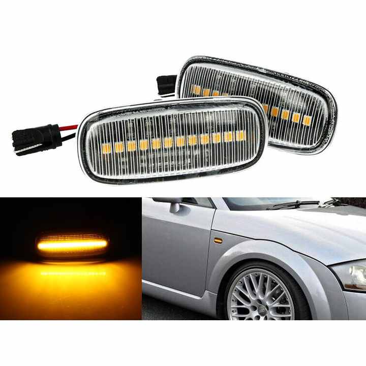LED Side Marker Indicator Kit Clear Lens Orange Light For Audi TT A2 8L A3 S3 B5 A4 S4 RS4 A6 S6 C5 - Car &