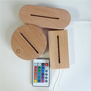 Beech Wood Light Bases USB Powered LED Rgb Night Light <strong>Table</strong> Lamp Base Holder Desk Light for Bedroom Living Room Decoration - Product Image 1
