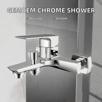 Mitigeur de douche et baignoire mural monocommande en laiton chromé poli avec cartouche céramique contemporaine