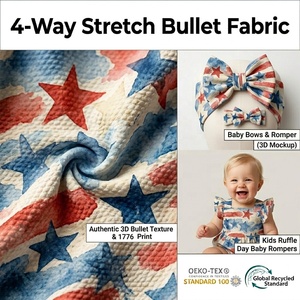 Tela Personalizada con Estampado Digital, 95% Poliéster, 5% Elastano, Diseño de Estrellas y Rayas <span class=keywords><strong>en</strong></span> 3D para Lazos de Bebé, Ideal para el Día de la Independencia - Product Image 1