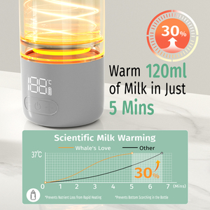 เครื่องอุ่นนมแบบพกพาขนาด 500 มล. สำหรับการเดินทาง อุณหภูมิ 45 องศาเซลเซียส อุ่นได้นาน 20 ชั่วโมง ความจุมากขึ้น เครื่องอุ่นนมแบบไร้สาย - Product Image 5