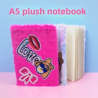 1pc A5 Lovely Lined Notebook Plush Diary pour étudiants adolescents Fuzzy Journal Writing Notebook