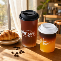 Gobelet à bulles jetable en PP de 500 ml avec couvercle, à paroi simple, résistant aux hautes/basses températures, gobelets à café personnalisés, gobelet à boisson chaude en plastique