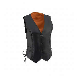 Chaleco personalizado de cuero de diseño superior de alta calidad para mujer - Product Image 1