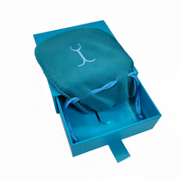 Boîte cadeau rigide bleue à surface mate écologique pour bracelet, boîte d'emballage pour collier, boîte à bijoux personnalisée