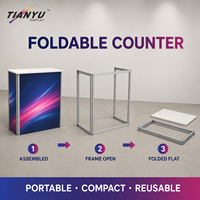 TIANYU Comptoir d'exposition moderne pliable avec structure en aluminium, table de réception portable, étagère de rangement et ensemble de marquage