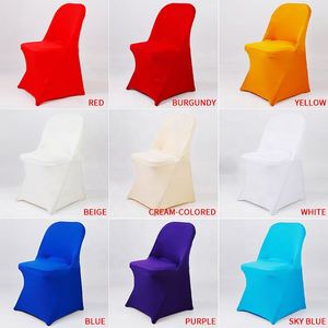 Housses de chaise pliantes en gros, blanches, noires, ivoire, en spandex, housses extensibles pour mariage - Product Image 3