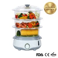 Vaporera Eléctrica de 3 Niveles OEM ODM - Vaporera Multifuncional Certificada por la FDA, CE y RoHS para Verduras, Pescado y Panecillos