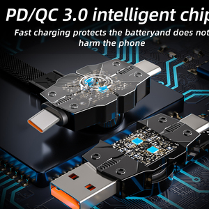 Xu Hướng Mới 4 Trong 1 100W Xoay Nhanh Chóng Sạc Dây Máy Tính Bảng Android Máy Tính Xách Tay USB Loại C Nylon Áo Khoác Cáp Dữ Liệu - Product Image 4