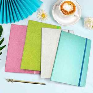 A5 Leather Cover Lined Pages Sparkle Journal College Ruled Hardcover Pink Glitter Gift <b>Notebook</b> - Product Image 4