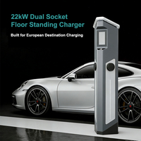 Borne de Recharge Commerciale pour Véhicules Électriques 22 kW avec Support – Double Port Type 2 pour Entreprises