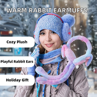 Cache-oreilles en peluche lapin faits main, écologiques, modernes, tie-dye, chauds, anti-froid, bandeau dégradé, cadeau pour l'extérieur