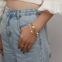 Bracelet à chaîne cubaine en acier inoxydable de 6mm, Bracelet de perles plaqué or pour femmes et filles, nouvelle mode 2023