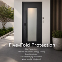 Porte d'entrée en aluminium de sécurité, ignifuge, isolante thermiquement, insonorisée, antivol, sur mesure, moderne, pour villa, porte d'entrée pour maison