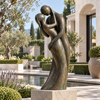 Sculpture Romantique de Couple en Bronze, Statue Personnalisée d'Amoureux en Laiton et Cuivre Moulé par Cire Perdus pour Hall d'Hôtel, Villa, Galerie, Club