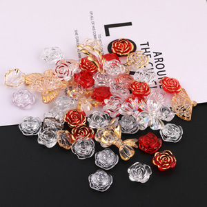 Cuentas acrílicas transparentes con borde dorado de estilo mixto para la fabricación de joyas, 50g, formas mixtas, cuentas sueltas de resina, accesorios para bricolaje - Product Image 2