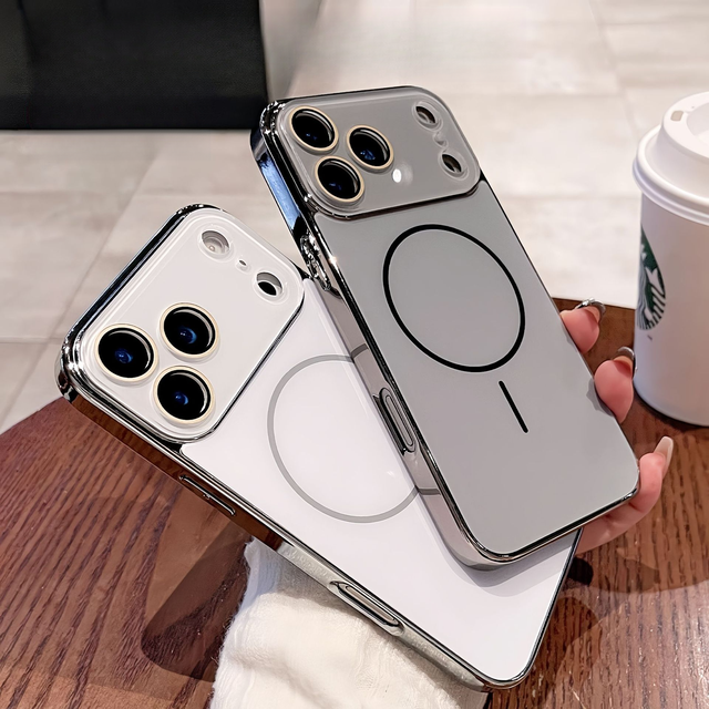 Electroplated AG Frosted Fine Ring Magnetic Phone case with Crystal Lens Film for Iphone 11 12 13 14 15 16 17 Pro Max Back Cover