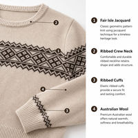 Pull-over décontracté personnalisé pour femme, col rond, jacquard, en peluche, tricot Fair Isle, poignets côtelés, automne-hiver