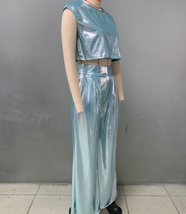 Nuevo Conjunto de 2 Piezas para Mujer, Chaleco Casual Brillante Estampado y Pantalones Anchos, a la Moda - Product Image 6