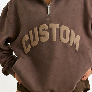 NEOHOPE Custom Logo Brand <strong>Boyfriend</strong> Crew Neck Oversize 1/4 Zip <strong>Jumper</strong> Fleece Quarter Zip Sweatshirt Women - Product Image 6