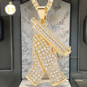 <span class=keywords><strong>Rock</strong></span> Punk placcato oro Design Micro pavè 5a Cz ghiacciato Bling Hip Hop uomini croce ciondolo collana - Product Image 6