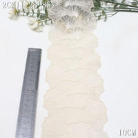 Dentelle brodée motif feuilles de fleurs, bordure victorienne en feuille de Ginkgo, 10 cm, dentelle noire brodée pour accessoires de couture de robes de fantaisie