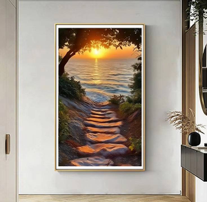Quadro su Tela con Paesaggio Marino al Tramonto, Decorazione Moderna per la Casa, Stampa di Natura e Paesaggio, Immagine Incorniciata per Design d'Interni - Product Image 1