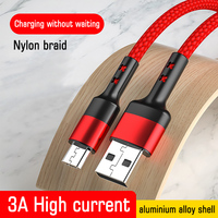 Câble Micro USB de charge rapide 3A de haute qualité, coque en alliage d'aluminium, tressage en nylon, longueur 1m, certifié CE, garantie 2 ans, pour ordinateur