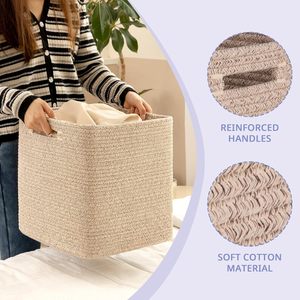 Cubos y <span class=keywords><strong>Cestas</strong></span> de Almacenamiento Grandes de 13 Pulgadas, 100% Algodón, Plegables, <span class=keywords><strong>con</strong></span> Estantes, Disponibles en Otros Colores - Product Image 5