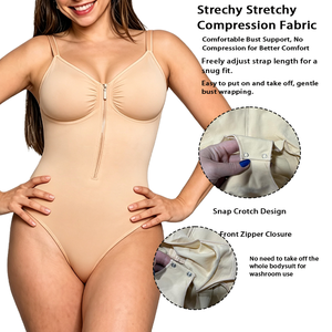 Body string sculptant sans couture avec bretelles réglables et fermeture éclair frontale, Gaines colombiennes pour le contrôle du ventre et un ventre plat - Product Image 2