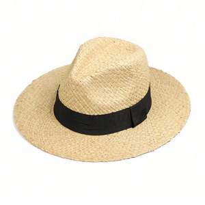 Sombrero de Paja Tejido a Mano Unisex, Protección Solar, Primavera/Verano, Estilo Jazz Panamá, Ala Ancha, Rafia, Casual, con Cinta y Cuerda, Suministro Directo de Fábrica - Product Image 5